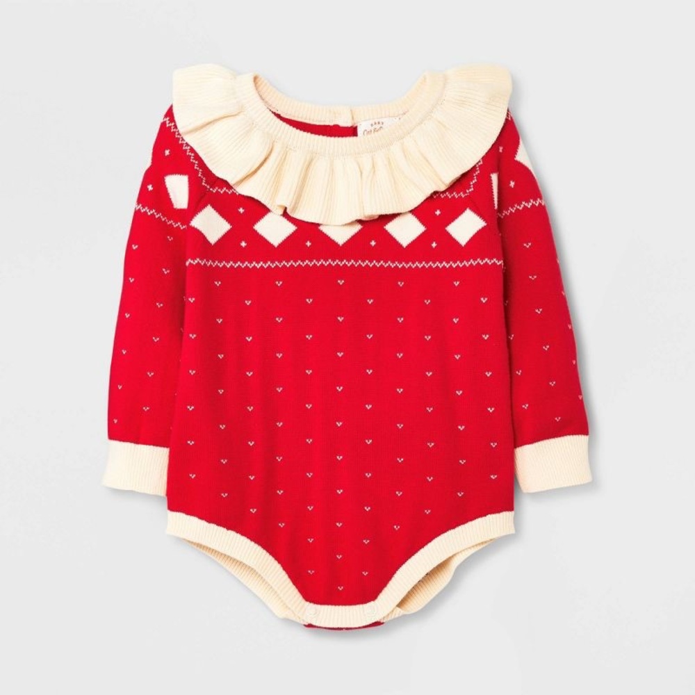 CAT &‎ JACK Fair Isle Sweater Romper Ruffle Collar